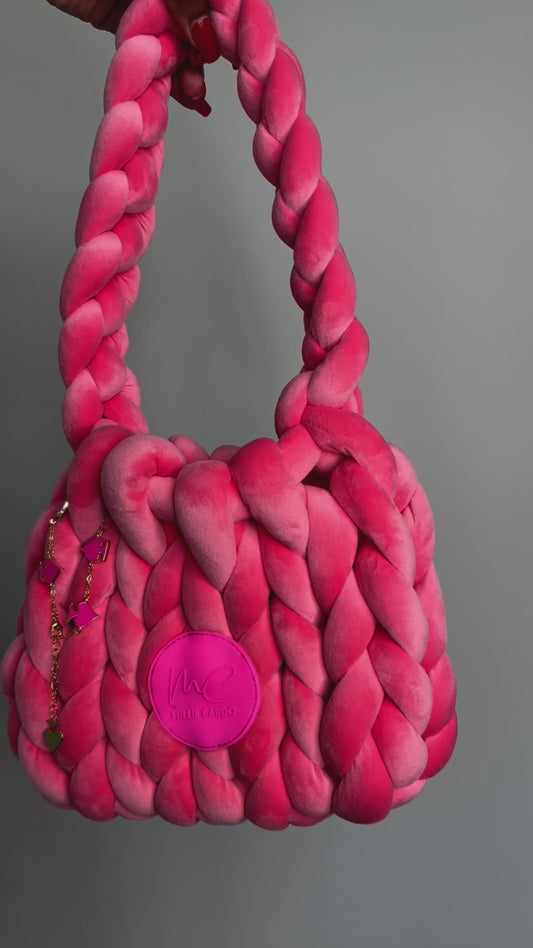 French Braid Woven Bag - Pink Flamingo