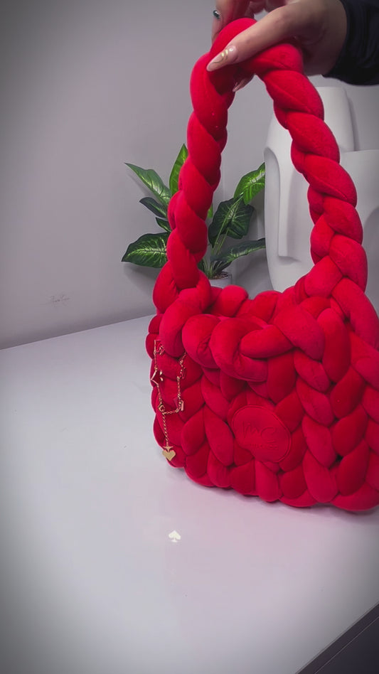 French Braid Woven Bag - Red Persian